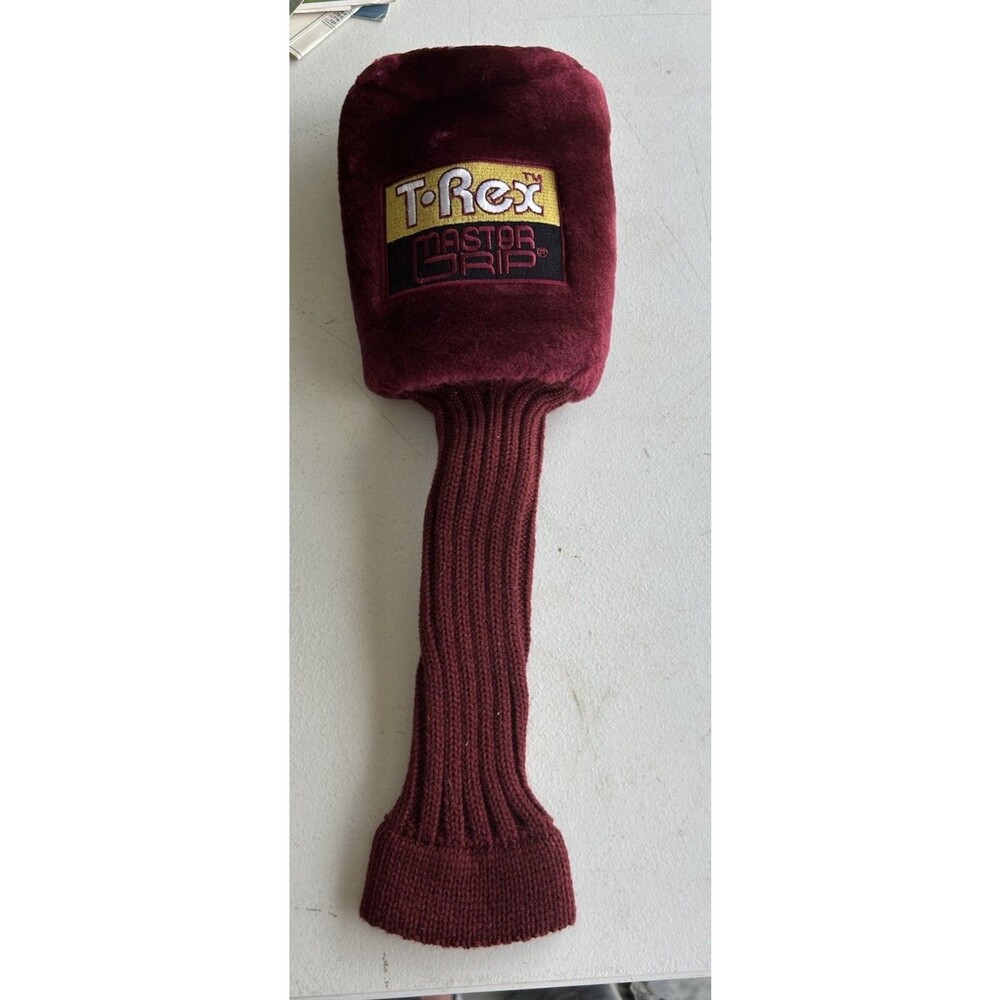 Vintage Master Grip T-Rex Golf Club Headcover Maroon Plush Sock Slip-On NEW NOS